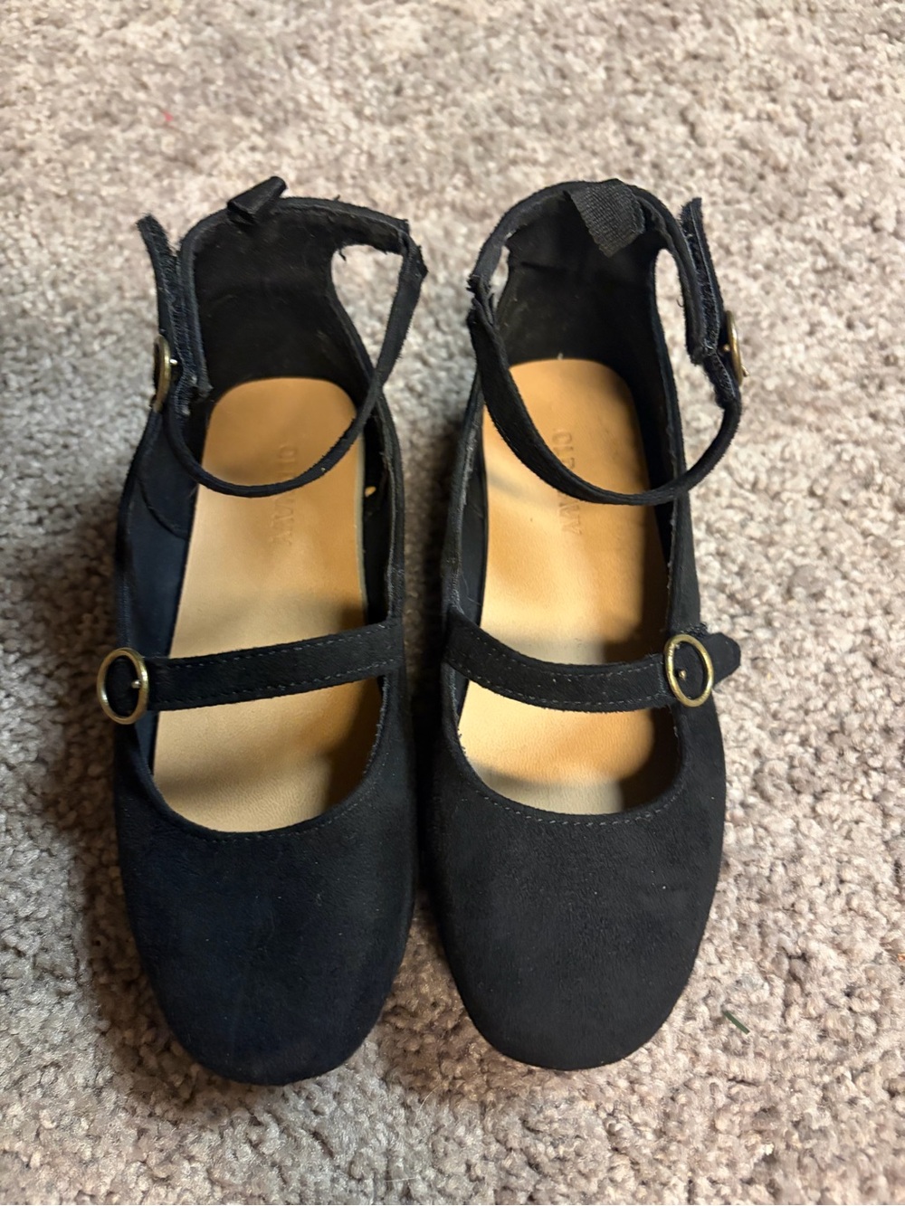 Little girls Black Mary Jane Ankle-Strap Flats